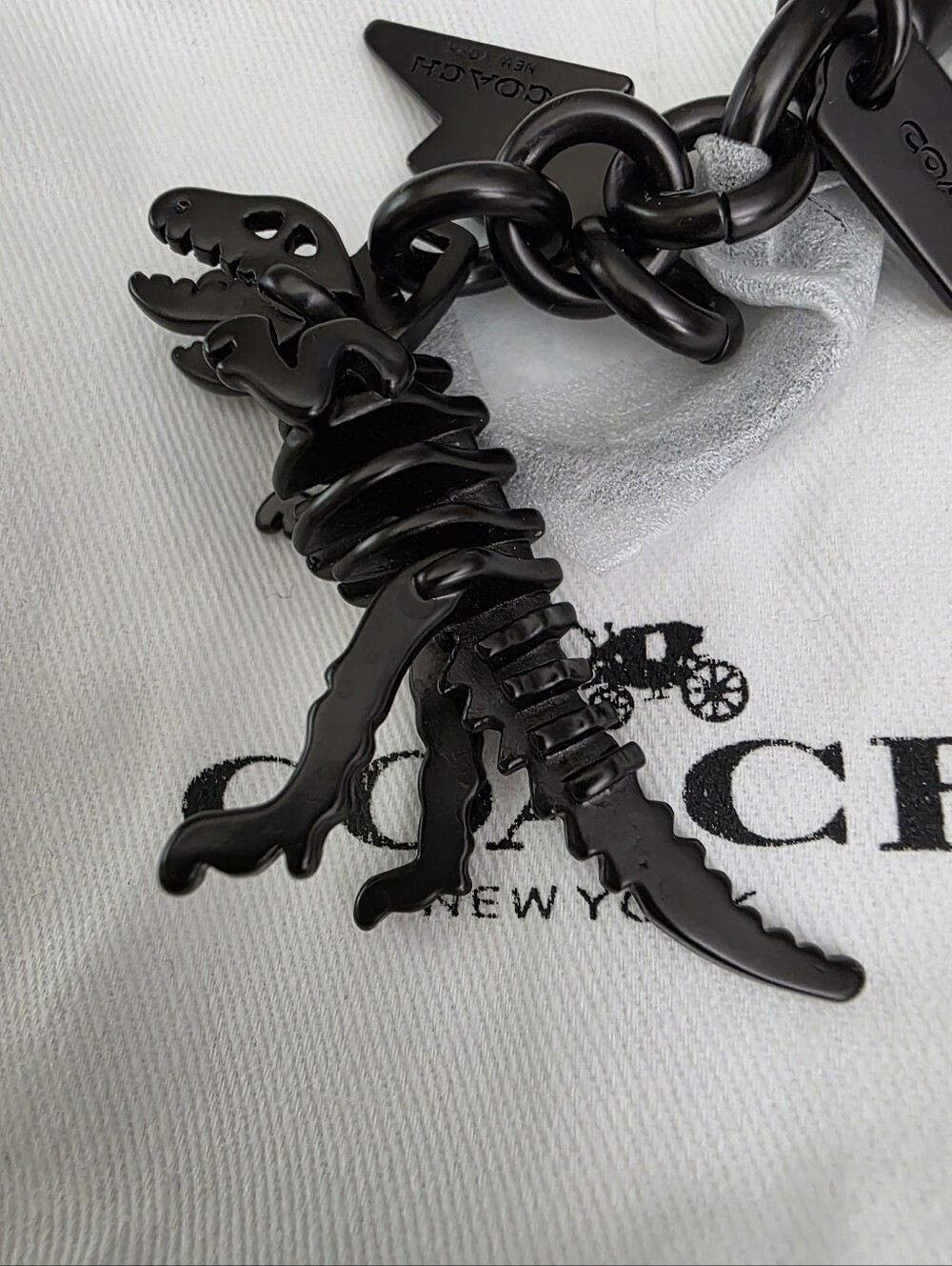 Coach Htf Black Metal T Rex Purse Charm/ Keychain